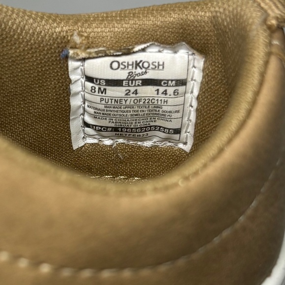 OshKosh B’gosh Putney Toddler Boys Tan Sneakers Size 8M - Picture 7 of 8